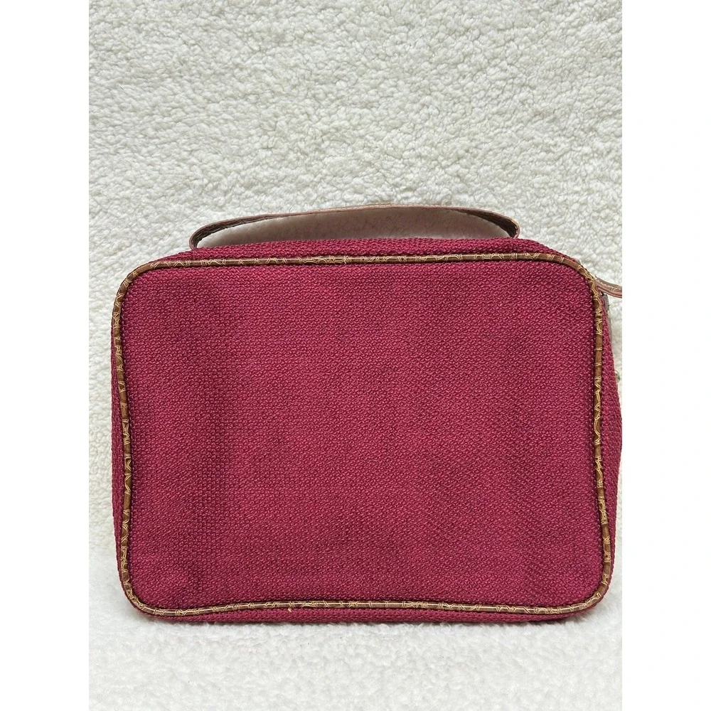 Samantha Brown Travel Organizer Burgundy Jewelry Faux Trim Cosmetics Case Pouch